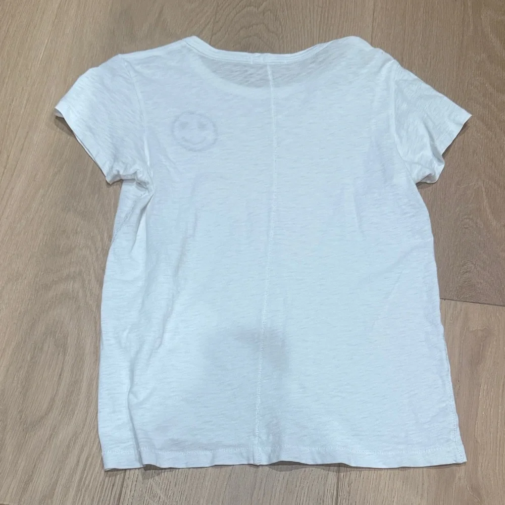 Rag & Bone White Tee with Heart Eyes Smiley Embroidery - Picture 6 of 6